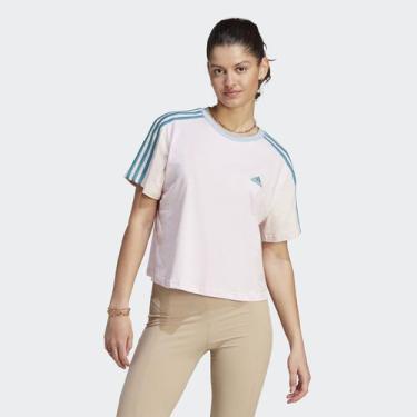 Imagem de Camiseta Cropped Malha Simples Essentials 3-Stripes - Adidas
