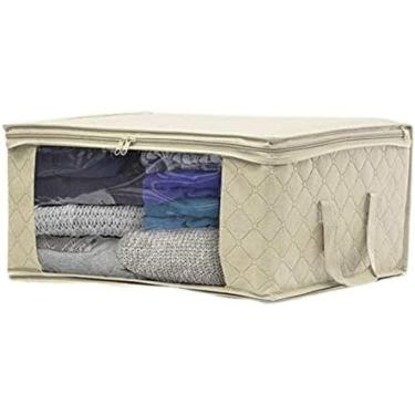 Imagem de Bolsas De Armazenamento Sob A Cama Com Zíperes, 49x 36 X 21 Cm, Caixas De Armazenamento De Roupas Dobráveis, Caixa De Armazenamento De Tecido, Organizadores De Armário De Não Tecido Espesso À Prov