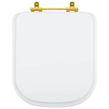 Imagem de Tampa de Vaso Debba Branco para bacia Roca Com Ferragem Dourada