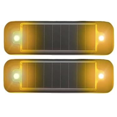 Imagem de Lâmpada de aviso solar WONFAST à prova d'água, mini LED solar para carro, luz estroboscópica, barra de segurança para carro, luz estroboscópica de emergência para motocicletas, SUV caminhão, veículo de condução noturna (amarelo)