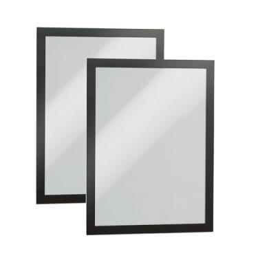 Imagem de Durable Moldura magnética autoadesiva Duraframe preta - Tamanho carta 21,6 cm x 28 cm - Moldura de documento para sinalização interna - Acessório autoadesivo - Pacote com 2