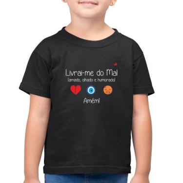 Imagem de Camiseta Algodão Infantil Livrai-Me Do Mal (Amado, Olhado E Humorado)