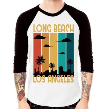 Imagem de Camiseta Raglan Long Beach Los Angeles Manga 3/4 - Foca Na Moda