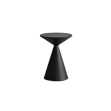 Imagem de Mesa lateral redonda mesa lateral moderna sala de estar sofá lateral pequena mesa de centro quarto mesa de cabeceira preta mini mesa de canto de metal mesa de centro para sala de estar (cor: preto)