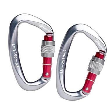 Imagem de 2 Pcs Mosquetões de Escalada com Travamento, Mosquetões para Serviço com Certificação CE 25KN (5620 Lbs) para Rapel Salvamento em Balanço Arbor, Gun Grey