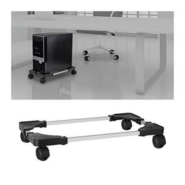 Imagem de Suporte de CPU móvel para torre de PC ajustável para carrinho de CPU com 4 rodas universais, suporte de CPU com rodinhas para PC para desktop, suporte de torre de PC