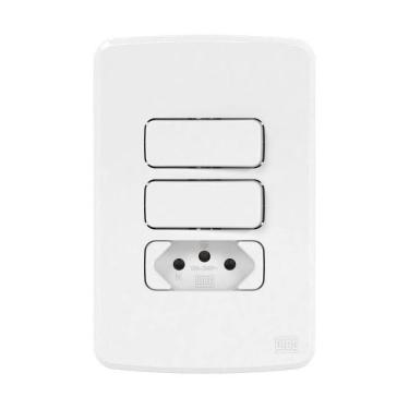 Imagem de Conjunto 2 Interruptores+tomada 10a Simples Placa 4x2 Branco Compose Weg Bivolt - Branco
