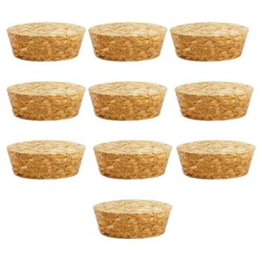 Imagem de 10 peças de plugues de cortiça cônicos rolhas de vinho de madeira rolhas de vedação reutilizáveis para barra de garrafa artesanato DIY acessórios de cozinha (48 x 44 x 20 mm)