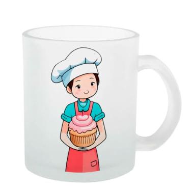 Imagem de Caneca Vidro Jateada Boleira fofa cupcake rosa