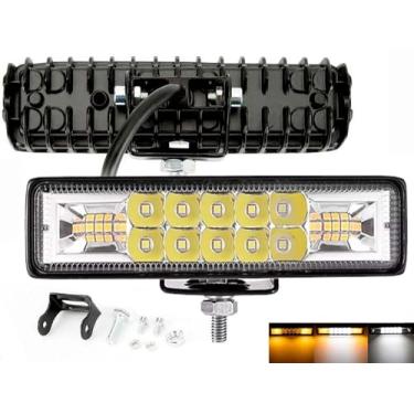 Imagem de Farol De Milha Barra Aux 48w Led Branco Frio + Ambar Guincho Moto Carro Neblina C/ 3 Modos - Strobo/Pisca