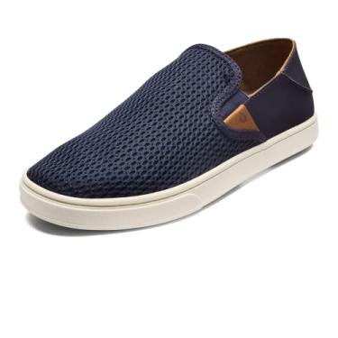 Imagem de OLUKAI Tênis Pehuea feminino slip on, sapatos casuais para o dia a dia, salto baixo e malha respirável, leve e conforto durante todo o dia, azul trincheira/azul trincheira, 7, Trench