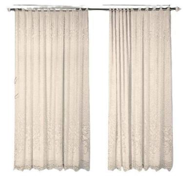 Imagem de Cortina Marfim Renda Com Forro Roseiral Quarto 3,50X2,20Alt