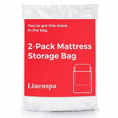 Imagem de Linenspa Bolsa de colchão | Pacote com 2 sacos de colchão Twin Size/Twin XL para transporte, armazenamento e descarte | Capa de plástico durável para mudança