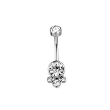 Imagem de Anel de umbigo de diamante contas de aço inoxidável CZ barra prata moda piercing de barriga jóias retentor corporal 14G (1,6 mm) 10 mm, Metal, Zircônia cúbica