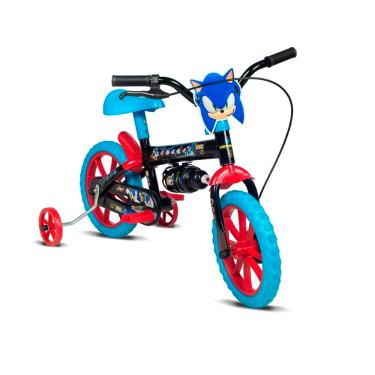 Imagem de Verden Bicicleta Infantil Sonic Aro 12 Preta e Azul com rodinhas e garrafinha