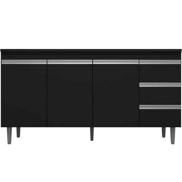 Imagem de Balcão De Pia 160 Cm Adriana 3 Portas 3 Gavetas Preto
