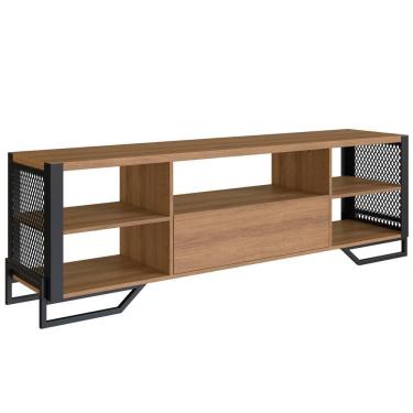 Imagem de Rack Industrial 180 Cm Gaveta E Tela Em Metal 1017 Mell Preto Pp Mell Preto