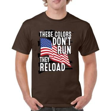Imagem de Camiseta masculina These Colors Don't Run They Reload 2nd Amendment 2A Don't Tread on Me Second Right Bandeira Americana, Marrom, M