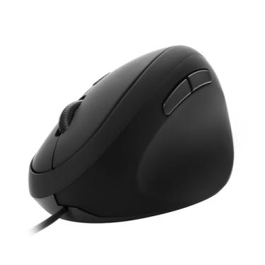 Imagem de JieruiDeng Mouse vertical com fio, cabo USB óptico ergonômico, mouse para jogos para PC 800-1200-1600 DPI Mause silencioso portátil para laptop, desktop e escritório (preto)