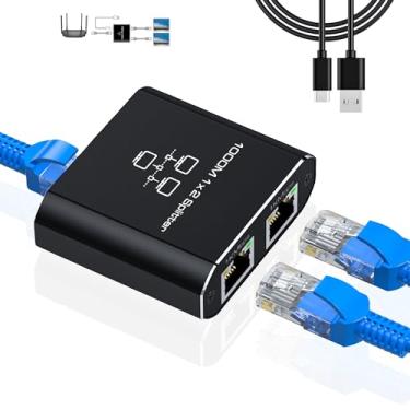 Imagem de LIEZHUA Divisor Gigabit Ethernet 1 a 2 - Divisor de rede com cabo de alimentação USB, adaptador de Internet RJ45 1000Mbps de alta velocidade para cabo Cat 5/5e/6/7/8 [2 dispositivos em rede