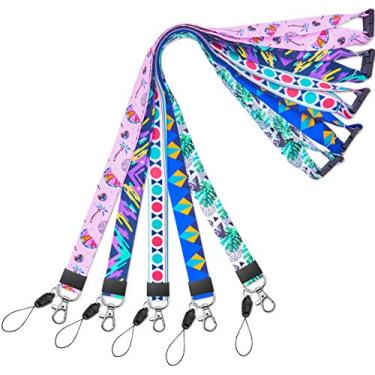 Imagem de YOUOWO Pacote com 5 cordões de cruzeiro com padrões para porta-crachá de identidade, passe de entrada infantil, chave masculina, cartão de navio, cordão de segurança para escritório, liberação rápida