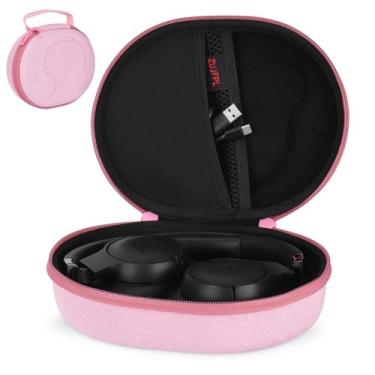 Imagem de ZUJFPL Capa rígida de EVA para JBL Live 770NC/670NC/660NC/650BT/460NC/400BT/500BT e JBL Tune 770NC/710BT/720BT/700BT/750BT/520BT/510BT/760NC/660NC/500/E40. Fone de ouvido sem fio 5BT - Capa rosa +