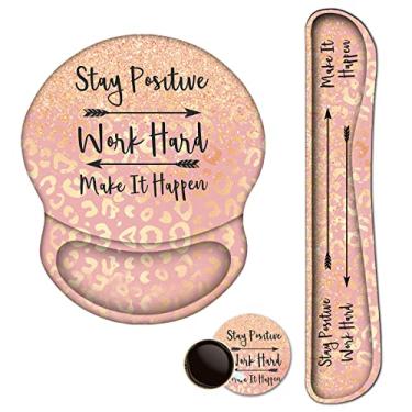 Imagem de ArtSo Mouse pad teclado suporte de descanso de pulso ergonômico, almofada atualizada mousepad gel espuma de memória base de borracha antiderrapante alívio da dor e digitação fácil para casa, escritório, rosa laranja permanece positivo