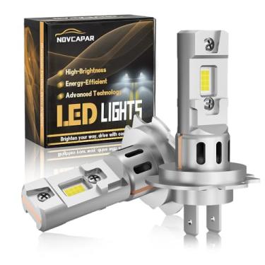 Imagem de NOVCAPAR H7 LED Blubs 30000LM super brilhante, farol alto e baixo, branco frio 6500K, 150W com ventilador de resfriamento, sem necessidade de adaptador, tamanho mini 1:1, Plug and Play, lâmpadas de