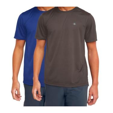 Imagem de Champion Camiseta masculina grande e alta, desempenho ativo, absorção de umidade, pacote com 2, Urze veterinária/surfe, GG Alto