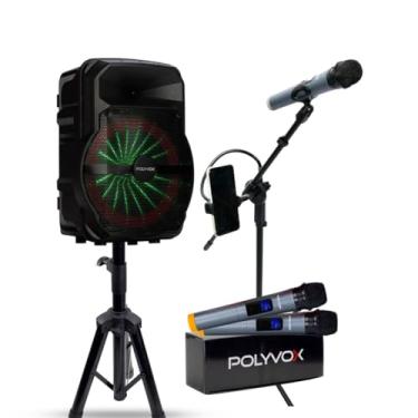 Imagem de Polyvox, Kit Show Polyvox Caixa de som Amplificada Bluetooth 10 300W + Tripés + Microfone Sem Fio