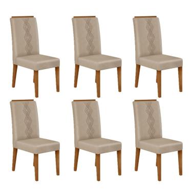 Imagem de Conjunto com 06 Cadeiras Yasmin Freijó Veludo Kraft DJ Móveis