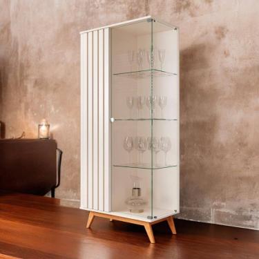 Imagem de Cristaleira Moderna Açaí Ripada Pérola JB Móveis