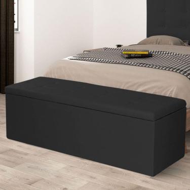 Imagem de Calçadeira Recamier Baú King 1,95m Berlim Suede - Pallazio Cor Preto