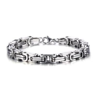 Imagem de Pulseira Masculina Peruana Bali em Aço Inoxidável 316L 8mm 22cm