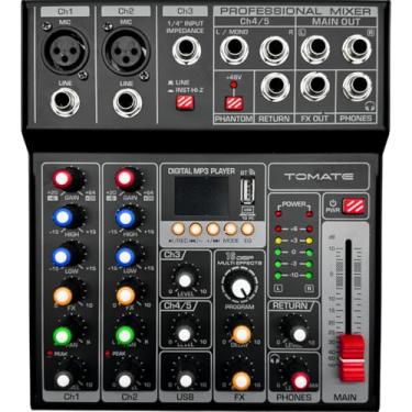 Imagem de Mesa De Som Portátil Profissional Bluetooth Mixers Som Mixagem 5 Canais Studio Estereo Compatível com Android iOS e Windows
