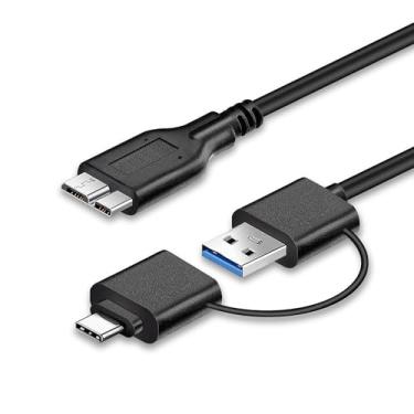 Imagem de Cabo de disco rígido externo 2 em 1, 5 Gbps 40 cm USB 3.0 A/C para cabo de sincronização micro USB 3.0, fio de dados preto para Toshiba, Seagate, Samsung, WD, My Passport