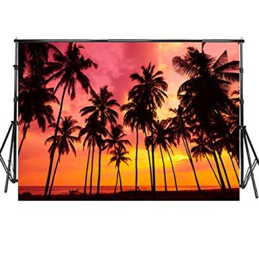 Imagem de Sensfun Cenário de cabine de fotos de 3 x 2 metros à beira-mar de verão com paisagem de palmeiras em fundo de fotografia de praia tropical para casamento, tema Moana, festa de aniversário, retratos de cabine de fotos (WP125)