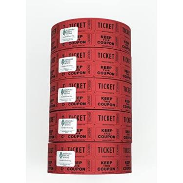 Imagem de INDIANA TICKET CO. 10.000 bilhetes de rifa numerados consecutivamente. 5 rolos de 2.000, numerados consecutivamente. Prêmios de porta, rifas, 50/50, eventos e mais (10.000, vermelho)