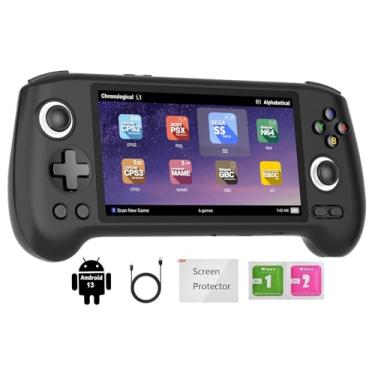 Imagem de RG556 Retro Handheld Game Console , Android 13 System Unisoc T820 Processor 5.48 Touch Inch AMOLED Screen 5500mAh Battery Support WiFi Online DP Output (Black)