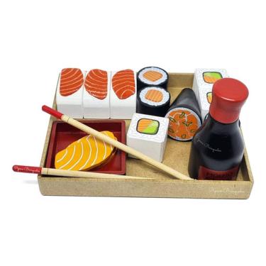 Imagem de Kit Sushi De Madeira Brinquedo Educativo 16 Pçs Newart Kids