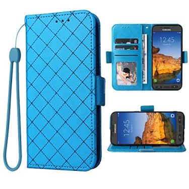Imagem de Capa carteira compatível com Samsung Galaxy S7 Active e alça de pulso e suporte de cartão flip de couro para celular Glaxay S7Active Gaxaly S 7 7Active 7s Galaxies G891A feminino masculino azul