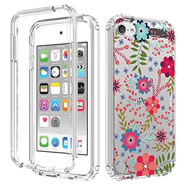 Imagem de sidande Capa para iPod Touch 6/iPod Touch 5/iPod Touch 7 para meninas, à prova de choque, transparente, floral, macia, flexível, TPU fina, capa protetora de telefone para iPod Touch 5º/6º/7º (estampas