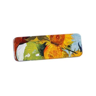 Imagem de DAHO Caixa de lápis de estanho com artes mundialmente famosas para escola, escritório, casa, armazenamento de maquiagem (girassol)