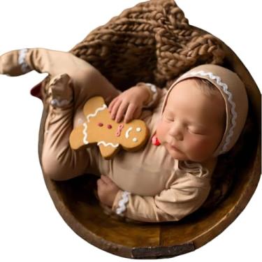 Imagem de Acessórios para sessão de fotos de bebês recém-nascidos de Natal, roupas de crochê, Papai Noel, chapéu vermelho, calças, adereços para fotografia, Caqui, M