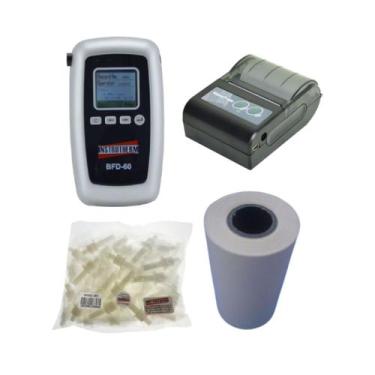 Imagem de Kit Bafômetro Digital Etilômetro Alarme Bluetooth Bfd-60 Mini Impresso
