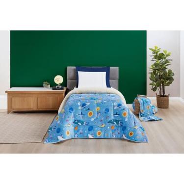 Imagem de Cobertor infantil estampado Solteiro comberdrom com sherpa - Safira en