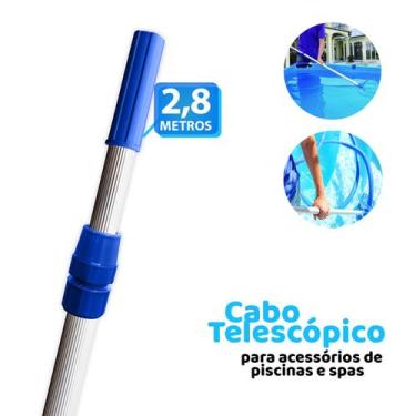 Imagem de Cabo de Alumínio Telescópico 2,8m Para Acessórios Piscinas Peneira Asp