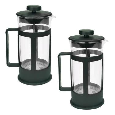 Imagem de Kit 2 Cafeteiras Francesa Cremeira 350ml Preto Fosco Vidro - Lívon