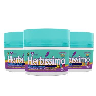 Imagem de Kit Desodorante Creme Herbíssimo Kids 55g - 3 unidades