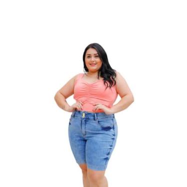Imagem de Bermuda Jeans Plus Size Adulto Feminina - Wju Jeans, 56, Feminino, Azu